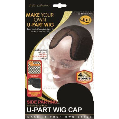 Qfitt Side Parting Invisible Lace Front U-Part Wig Cap #5016 - Black - Beauty Krew