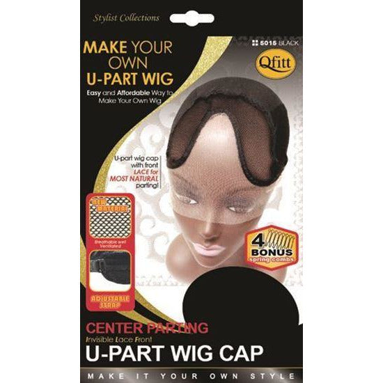 Qfitt Center Parting U-Part Wig Cap #5016 - Black - Beauty Krew