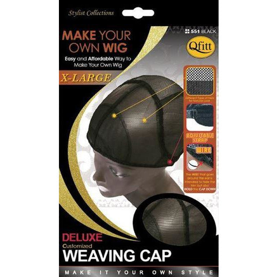 Qfitt X-Large Deluxe Weaving Cap #551 - Black - Beauty Krew