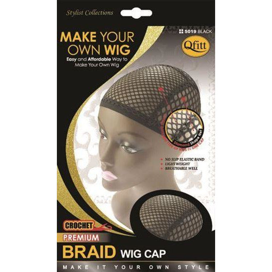 Qfitt Crochet Premium Braid Wig Cap #5029 - Black - Beauty Krew
