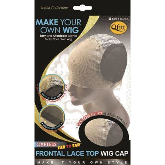 Qfitt Capless Frontal Lace Wig Top Wig Cap #5067 - Black - Beauty Krew