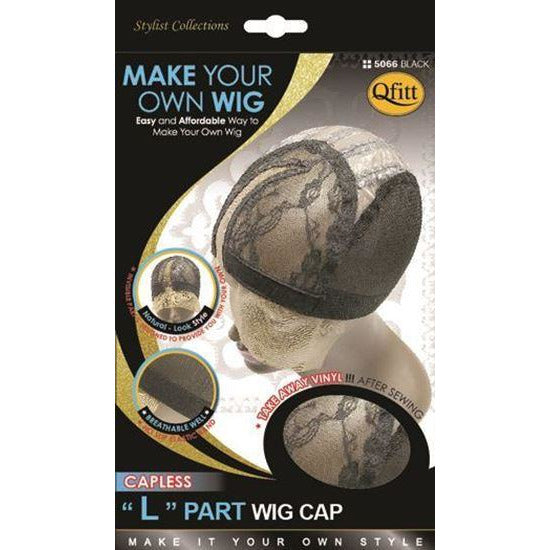 Qfitt Stretch Mesh "L" Part Wig Cap #5062 - Black - Beauty Krew