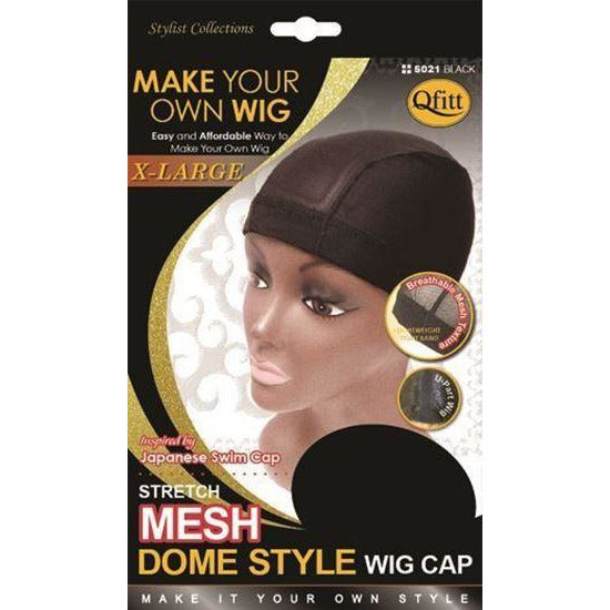 Qfitt X-Large Stretch Mesh Dome Style Wig Cap #5021 - Black - Beauty Krew