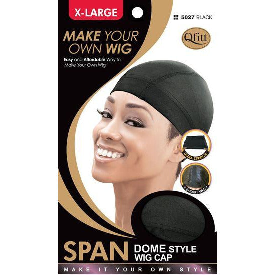 Qfitt X-Large Span Dome Style Wig Cap #5027 - Black - Beauty Krew