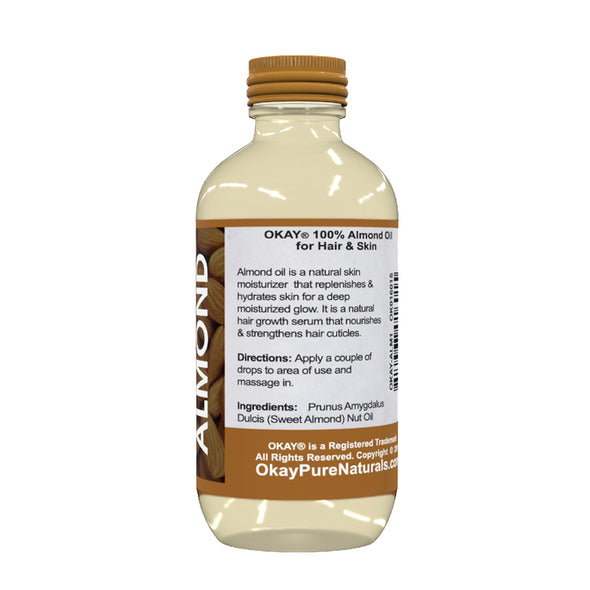 Okay Pure Naturals- Almond Oil 100% Pure Oil- Silicone and Paraben Free-1oz Made in USA - Beauty Krew