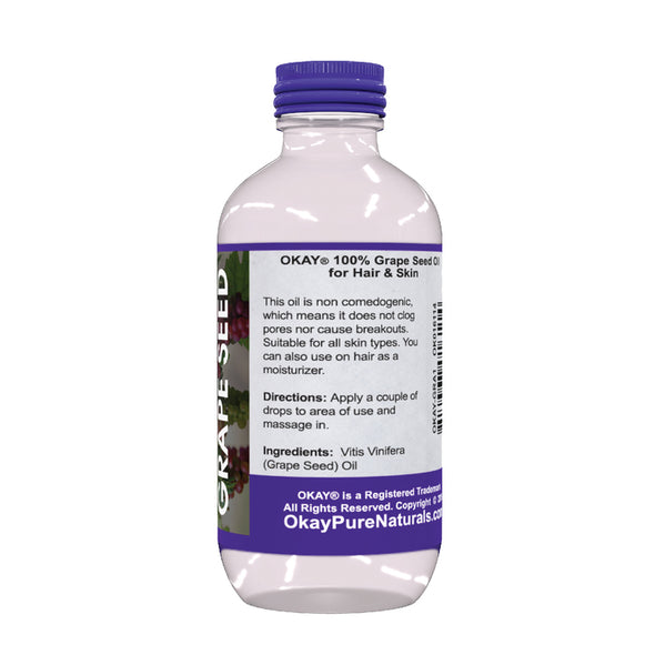 Okay Pure Naturals- Grape Seed Oil 100% Pure Oil- Silicone and Paraben Free-1oz Made in USA - Beauty Krew