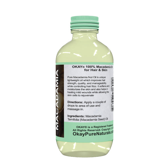 Okay Pure Naturals- Macadamian Oil 100% Pure Oil- Silicone and Paraben Free-1oz Made in USA - Beauty Krew
