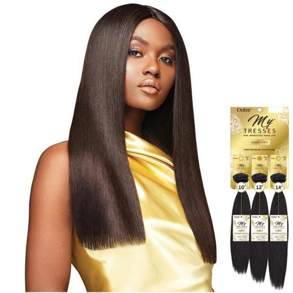 Outre Mytresses Gold Label 100% Unprocessed Human Hair Weave Natural Straight 10-22 inch - Beauty Krew